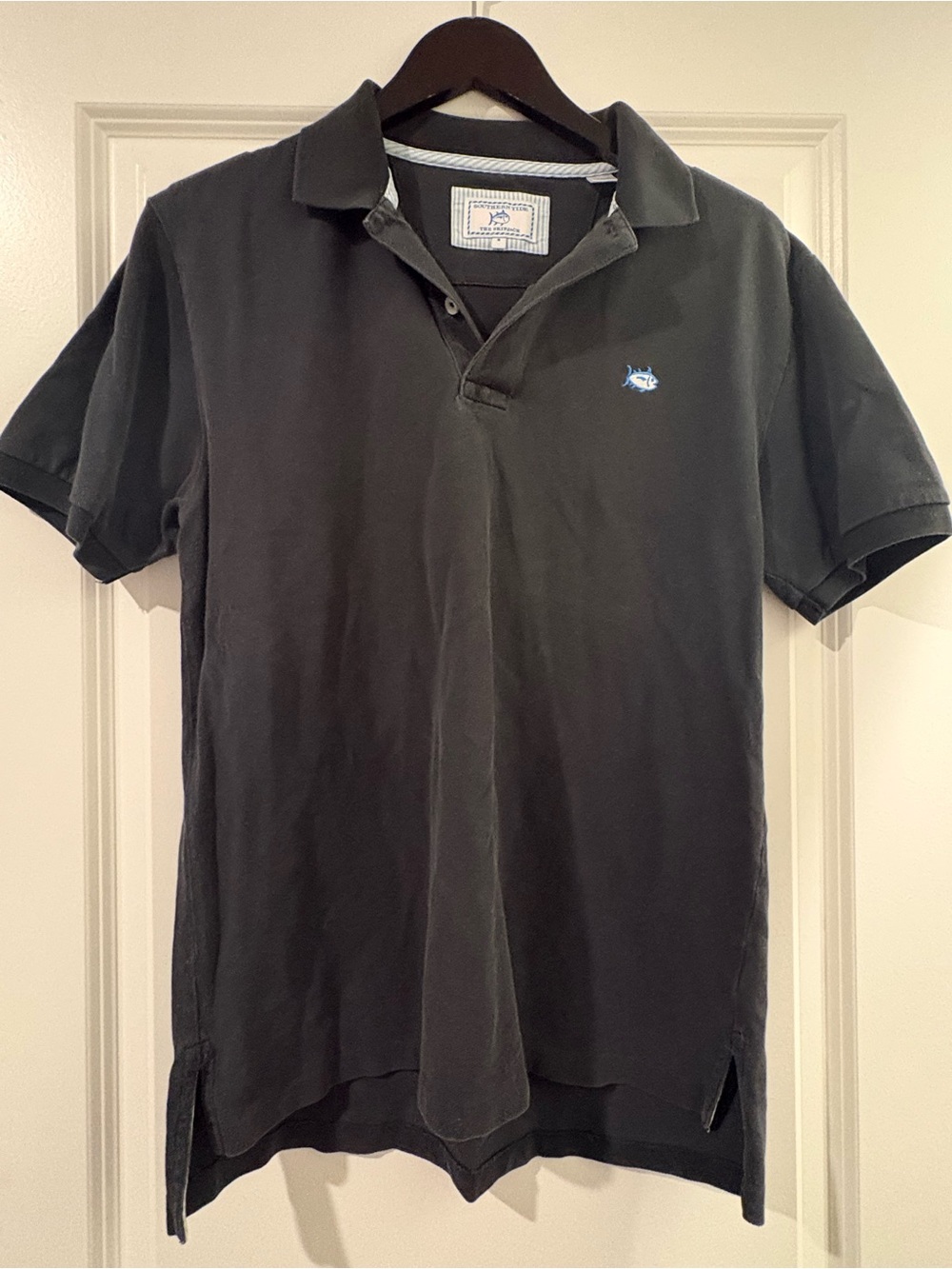 Southern Tide Black Polo with Subtle Whale Logo